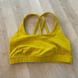 Lululemon Energy mustard, sports bra, size 4.